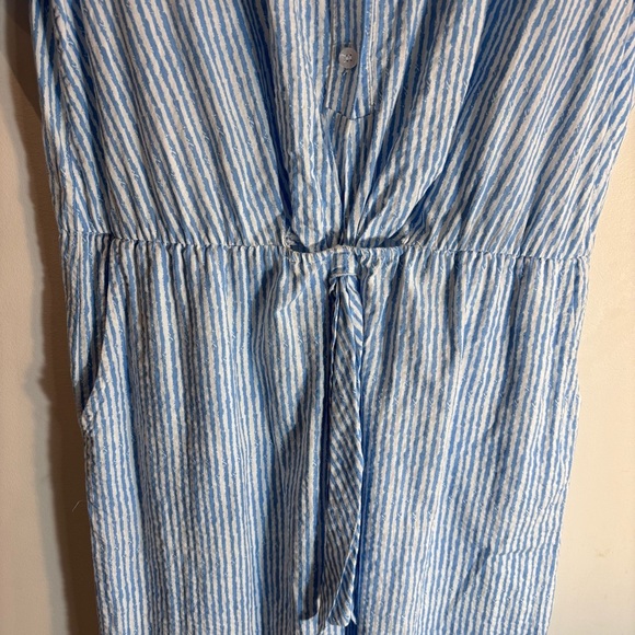Smash + Tess SZ M Searsucker Light Blue Jumpsuit Tie Waist Wide Leg Pockets - Picture 6 of 11